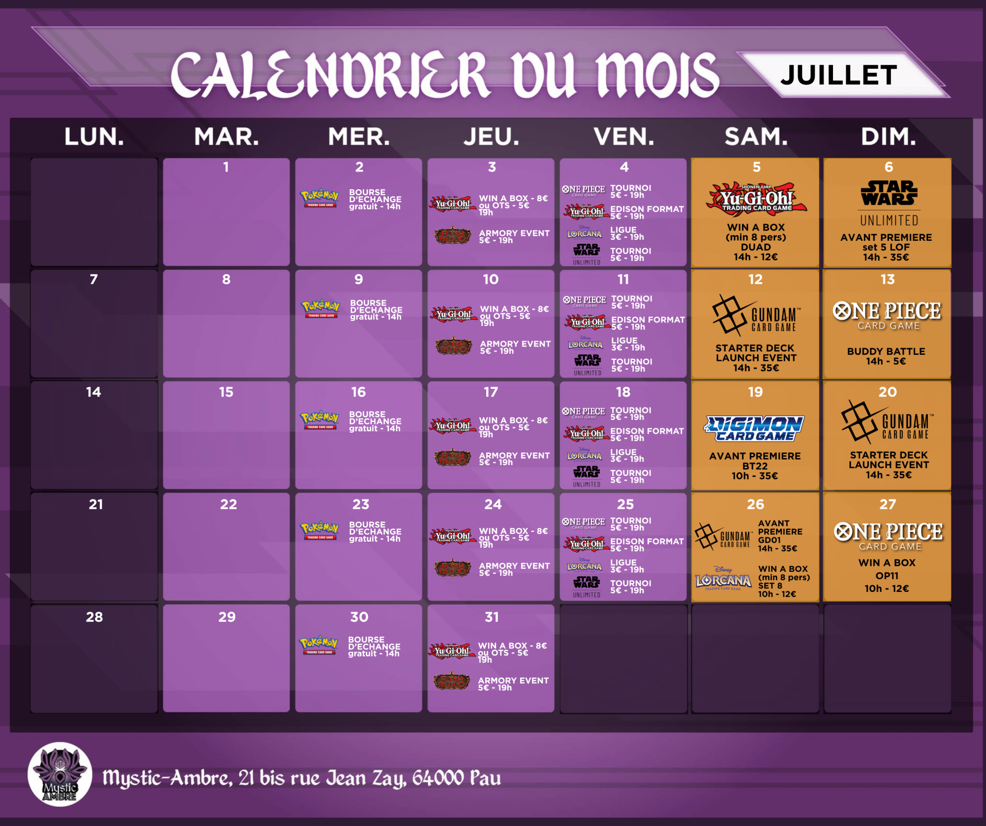 Planning mois 1